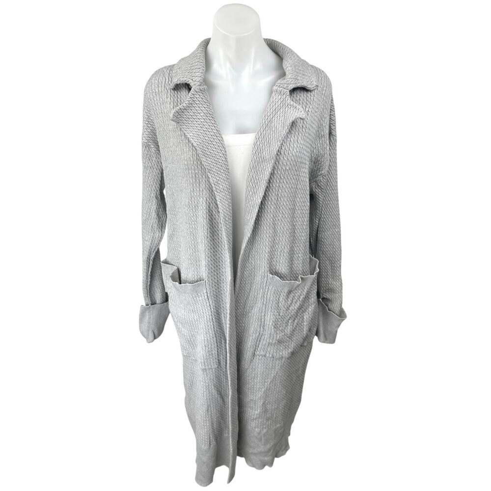 WeWoreWhat Women's Gray Cable Knit Long Sleeve Open Front Cardigan Sweater XXS
